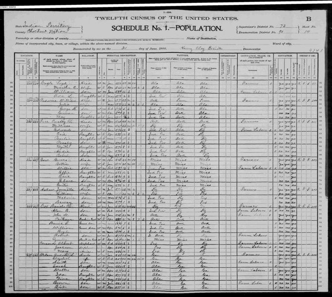 File:1900 U.S. Census - Red Oak, Choctaw Nation, Indian Territory, page 28 of 42.jpg