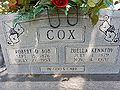 Headstone of Robert Davis Cox and Zuella Kennedy.