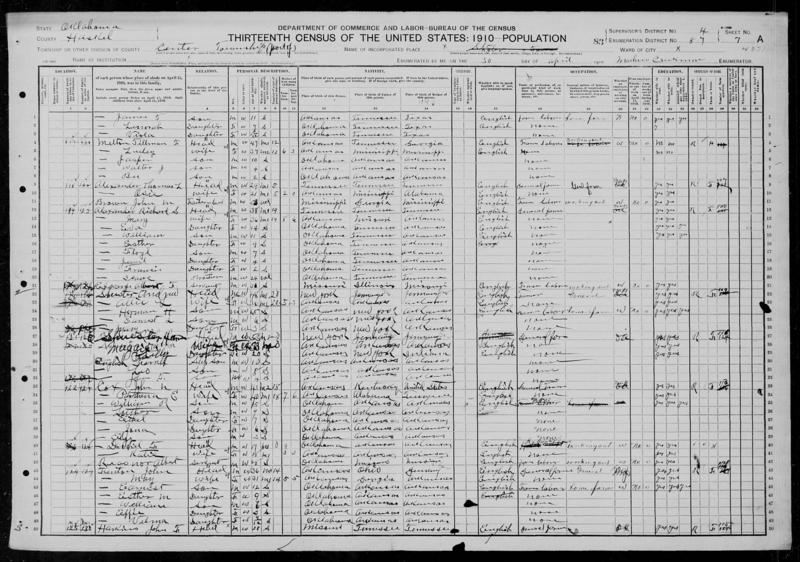 File:1910 U.S. Census - 0087, Center, Haskell, Oklahoma, Page 13 of 31.jpg