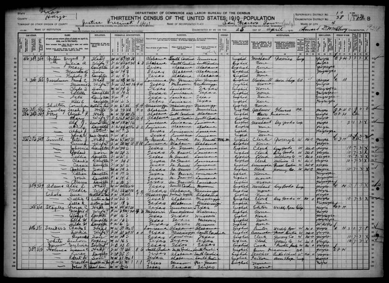 File:1910 U.S. Census - San Marcos Ward 4, Hays, Texas, Page 81 of 1027.jpg