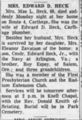 Mae L Heck obituary from Springfield News Leader 25 Sept 1957