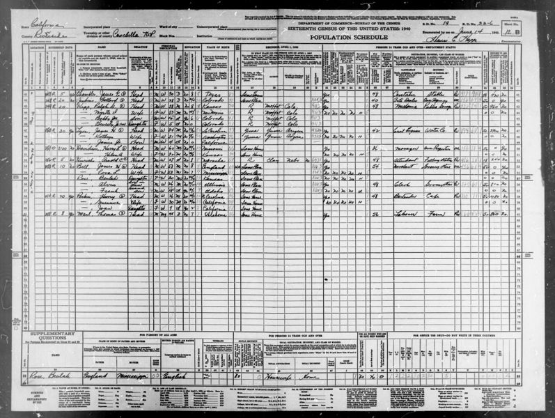 File:1940 U.S. Census - 33-6, Coachella Judicial Township, Riverside, California, Page 24 of 25.jpg