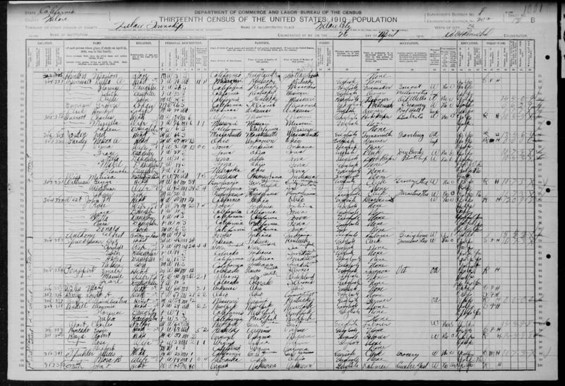 File:1910 U.S. Census - Tulare Ward 3, Tulare, California, Page 6 of 13.jpg