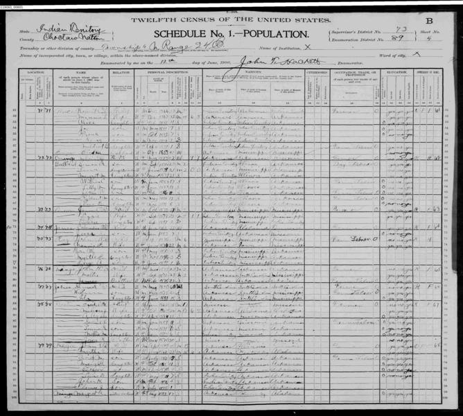 File:1900 U.S. Census - ED 89 Township 5 N. Range 24 E., Choctaw Nation, Indian Territory, page 8 of 36.jpg