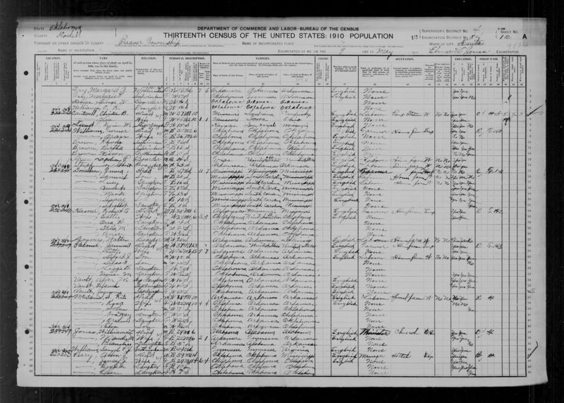 File:1910 U.S. Census - ED 84, Beaver, Haskell, Oklahoma, Page 23 of 50.jpg