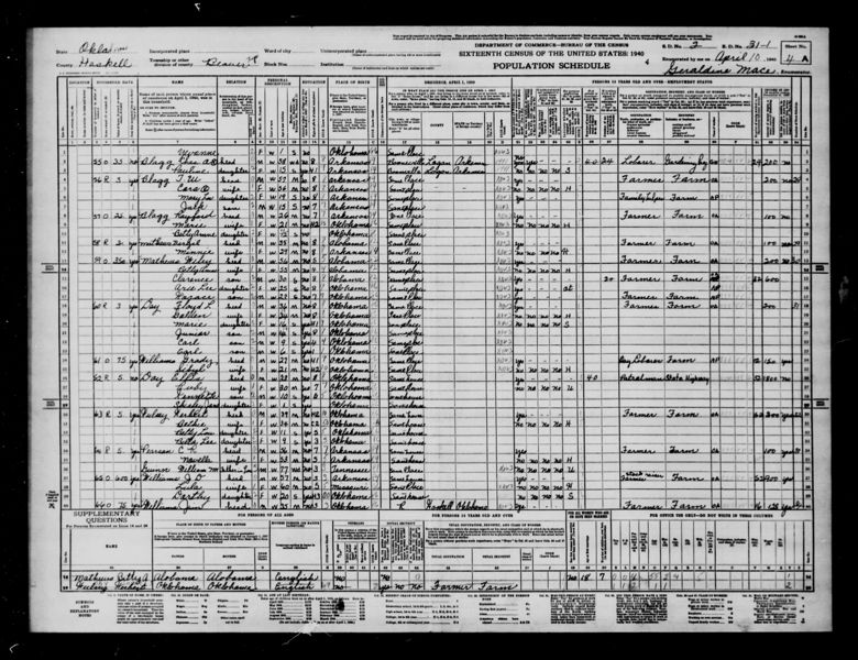 File:1940 U.S. Census - 31-1, Beaver Township, Haskell, Oklahoma, Page 7 of 18.jpg
