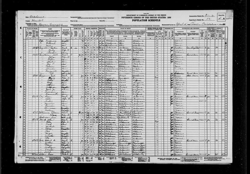 File:1930 U.S. Census - 0002, Beaver, Haskell, Oklahoma, Page 7 of 16.jpg