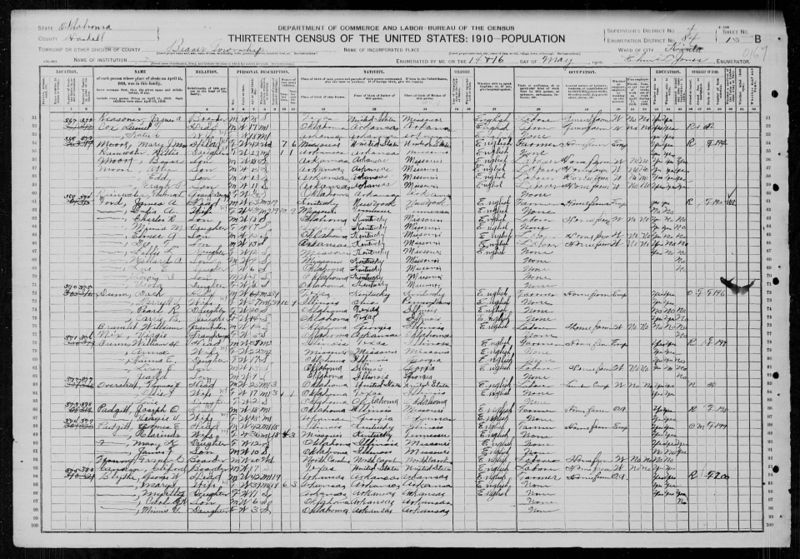 File:1910 U.S. Census - ED 84, Beaver, Haskell, Oklahoma, Page 30 of 50.jpg