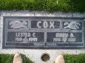 Headstone of Lester Cicero Cox and Mary Alice Bullard.