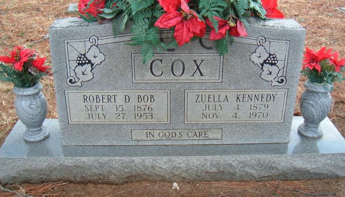 File:Headstone of Robert D. and Zuella Kennedy Cox.jpg