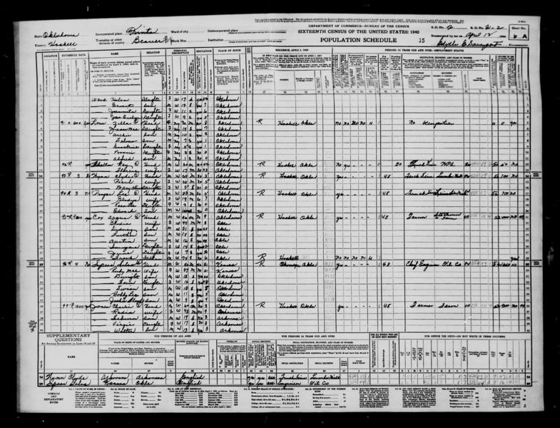 File:1940 U.S. Census - 31-2 Beaver Township, Beaver Township, Haskell, Oklahoma, Page 11 of 21.jpg
