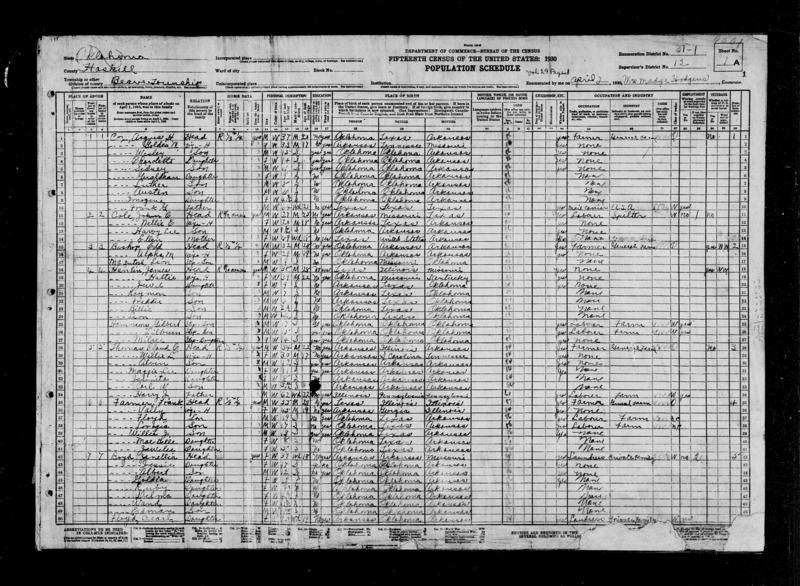 File:1930 U.S. Census - 0001, Beaver, Haskell, Oklahoma, Page 1 of 14.jpg