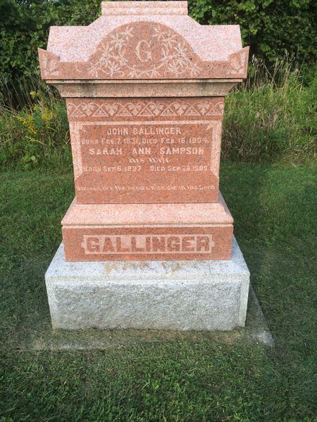 File:John Gallinger and Sarah Ann Sampson headstone.jpg