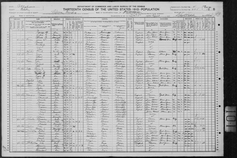 File:1910 U.S. Census - ED 226, Kiowa, Pittsburg, Oklahoma, Page 1 of 32.jpg