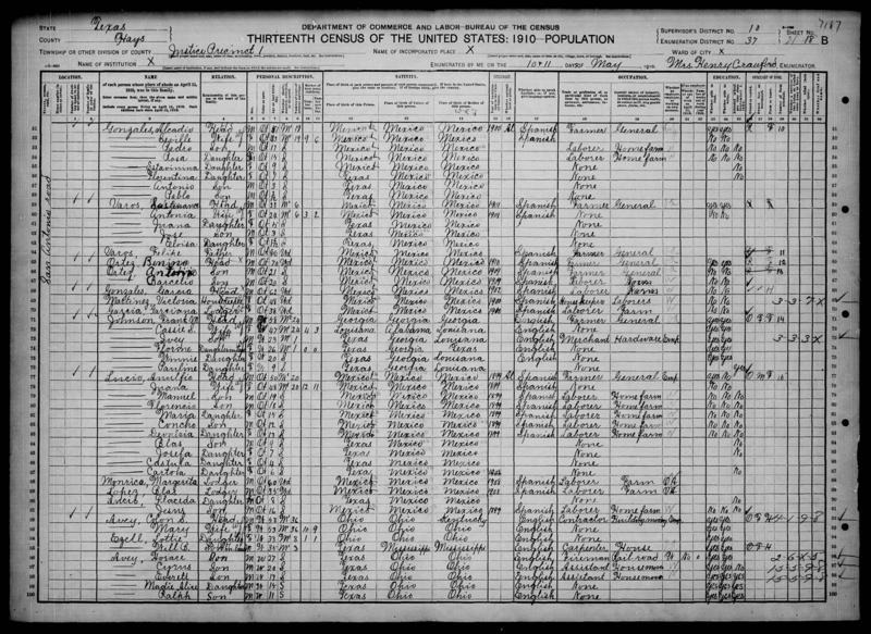 File:1910 U.S. Census - Justice Precinct 1, Hays, Texas, Page 40 of 1027.jpg