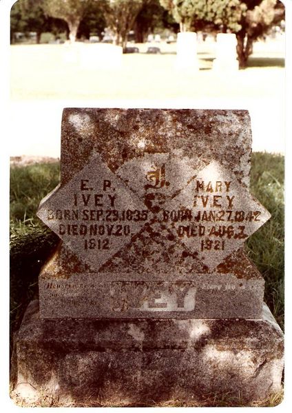 File:Elijah P. Ivey and Mary Ann Saunders Headstone.jpg