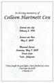 Colleen Mirna Hartnett Funeral Flyer