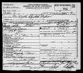 Death record of daughter, Martha Elizabeth Harris. Notes name of parents, including mother's last name.