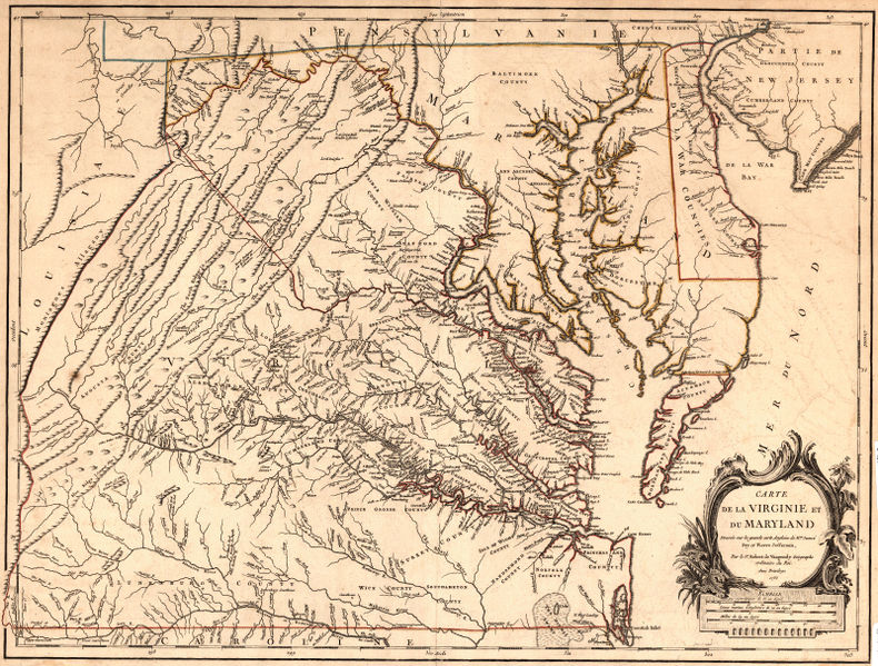File:Carte de la Virginie et du Maryland Dresse sur la grande carte Angloise de Mrs Josu Fry et Pierre Jefferson Par le Sr Robert de Vaugondy Gographe ordinaire du Roi.jpg