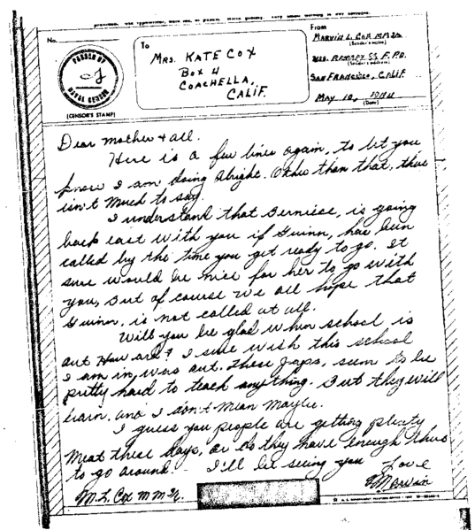 File:Marvin Luther Cox, Letter to Mom, 10-May-1944.png