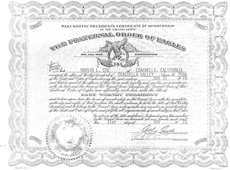 File:Marvin Luther Cox, Fraternal Order of Eagles Membership Certificate.jpg