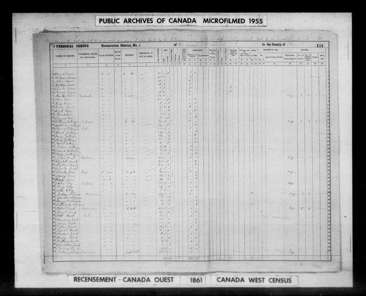 File:1861 Canada Census - Osnabruck, Stormont, Canada West, page 124.jpg