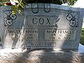 Headstone of Emmett Johnson and Mary Frances Cox