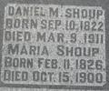 Headstone of Daniel Miller and Maria Hannah Shoup