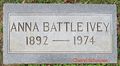 Headstone of Anna Amanda Battle.