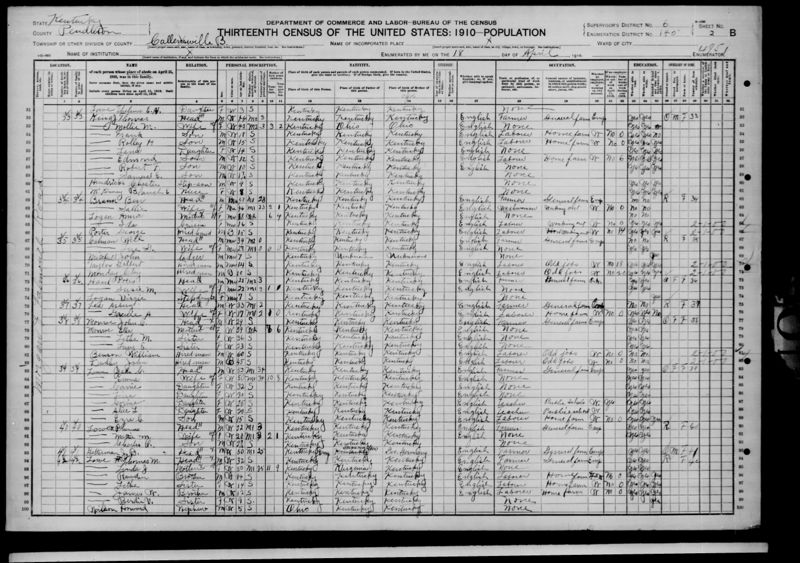 File:1910 U.S. Census - ED 145, Callensville, Pendleton, Kentucky, Page 4 of 14.jpg